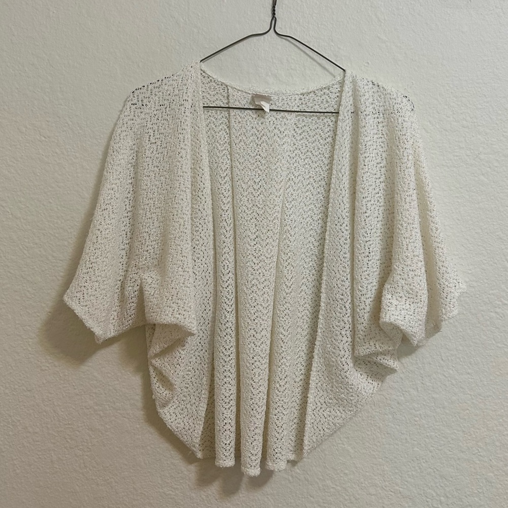 Vintage 1970s California Things White Knit Bolero Shrug